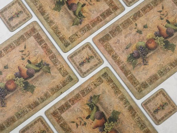 Ozdobne małe korkowe podkładki na stół Owoce Pimpernel - komplet 6 sztuk