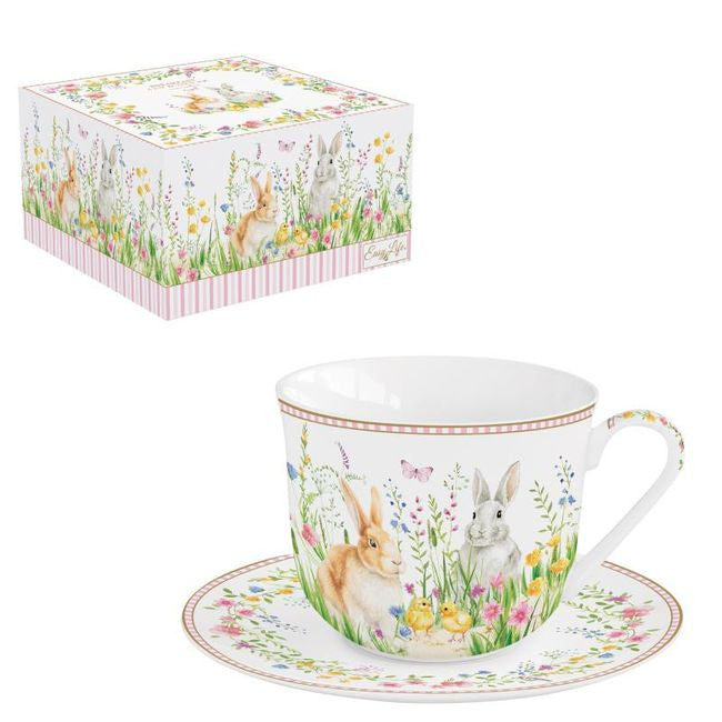 Filiżanka porcelanowa ze spodkiem "Wielkanoc" w ozdobnym pudełku 370 ml