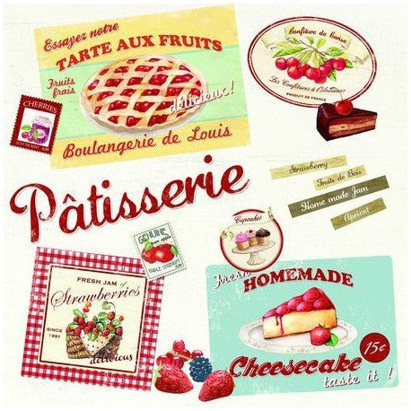 Eleganckie trójwarstwowe dekoracyjne serwetki papierowe „Pâtisserie” — 33 x 33 cm