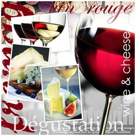 Eleganckie trójwarstwowe dekoracyjne serwetki papierowe „Wine & Cheese” — 33 x 33 cm